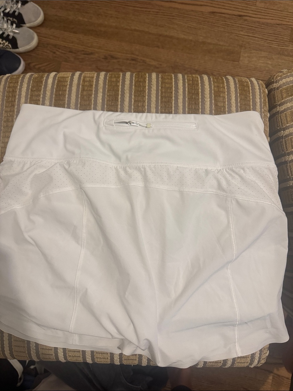 Athleta White Athletic Shorts with Rear Zip Pocket